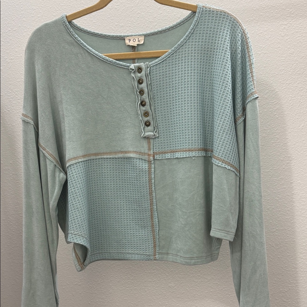 POL Women's Mint Long Sleeve Top
